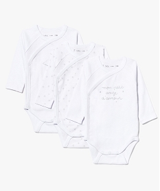 GEMO Body bébé (lot de 3) à manches longues fermeture croisée blanc standard