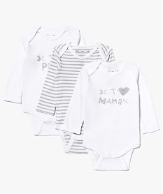 GEMO Body manches longues à encolure américaine (lot de 3) blanc standard