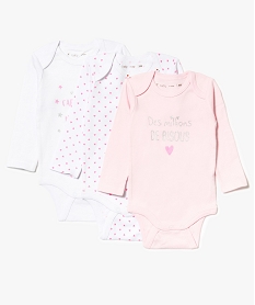 lot de 3 bodies motifs cœurs et etoiles rose7338501_1