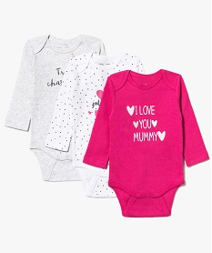 GEMO Body avec message ou motifs (lot de 3) Rose