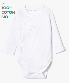 GEMO Body croisé à manches longues en coton bio Blanc
