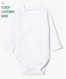 GEMO Body croisé à manches longues en coton bio Blanc