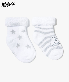 GEMO Chaussettes bébé en maille bouclette en coton bio (lot de 2) Blanc