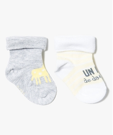 GEMO Lot de 2 paires de chaussettes à motif girafe Jaune