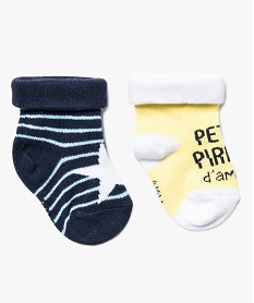 GEMO Lot de 2 paires de chaussettes à revers Bleu