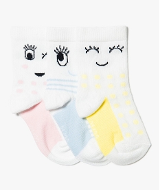 lot de 3 paires de chaussettes hautes avec motif visage blanc chaussettes7340601_1