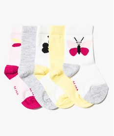 GEMO Lot de 5 paires de chaussettes hautes assorties Blanc