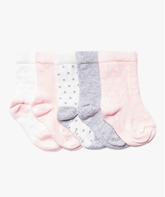 GEMO Lot de 5 paires de chaussettes hautes à pois Gris