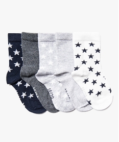 GEMO Lot de 5 paires de chaussettes hautes motif étoile Bleu