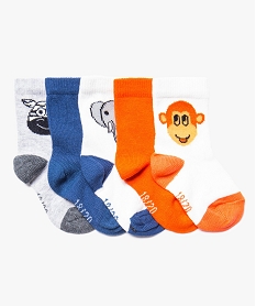 lot de 5 paires de chaussettes hautes motif animaux gris7341601_1