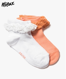 GEMO Chaussettes bébé fille à volants (lot de 2) rose vif