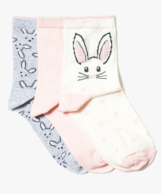 GEMO Lot de 3 paires de chaussettes avec motifs lapin Beige