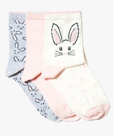 GEMO Lot de 3 paires de chaussettes avec motifs lapin blanc chine