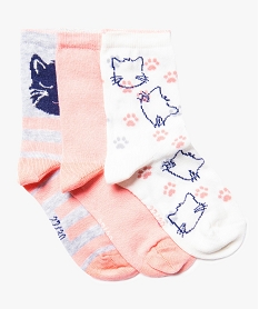 lot de 3 paires de chaussettes hautes motif chat rose7342501_1