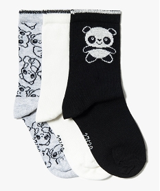 GEMO Lot de 3 paires de chaussettes motif panda Noir