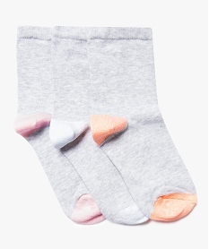 chaussettes fille avec pointe et talon pailletes (lot de 3) gris7343001_1