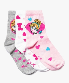 GEMO Lot de 3 paires de chaussettes - Princesses Disney rose standard