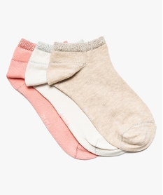 GEMO Chaussettes fille ultra-courtes à paillettes (lot de 3) Rose