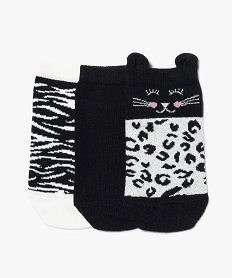 GEMO Lot de chaussettes ultra courtes à motifs marron fonce