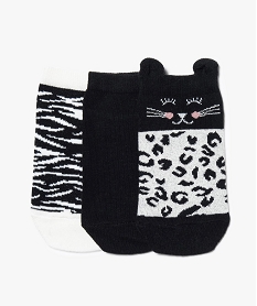 GEMO Lot de chaussettes ultra courtes à motifs Noir