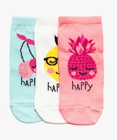 GEMO Chaussettes filles ultra courtes motifs fruits (lot de 3) jaune standard