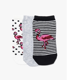 lot de 3 paires de chaussettes ultra courtes avec motif flamant rose vert chaussettes7344001_1