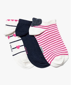 GEMO Lot de 3 paires de chaussettes ultra courtes à motifs Imprimé