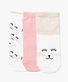 GEMO Lot de 3 paires de chaussettes ultra-courtes à motifs pailletés kaki chine