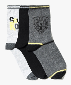 lot de 3 paires de chaussettes avec motifs et rayures noir chaussettes7344901_1