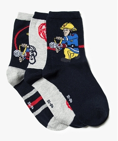 lot de 3 paires de chaussettes hautes - sam le pompier bleu chaussettes7345701_1