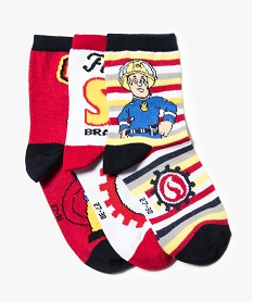 GEMO Lot de 3 paires de chaussettes hautes - Sam le pompier Rouge