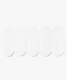 GEMO Lot de 5 chaussettes invisibles unies Blanc