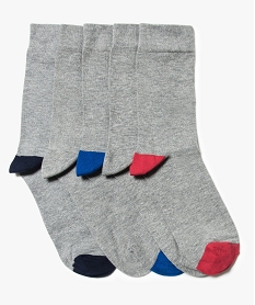 GEMO Lot de 5 paires de chaussettes hautes bicolores Multicolore