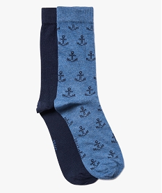 lot de 2 paires de chaussettes motif ancre marine bleu chaussettes7348401_1