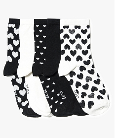 lot de 5 paires de chaussettes hautes avec motifs coeurs noir chaussettes7349401_1