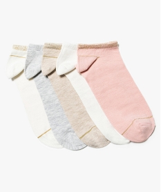 GEMO Lot de 5 paires de chaussettes ultra-courtes finition pailletée Rose