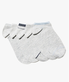 GEMO Lot de 5 paires de chaussettes ultra-courtes finition pailletée Gris