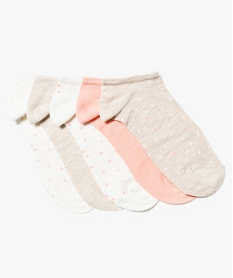 GEMO Lot de 5 paires de chaussettes ultra-courtes à pois Beige