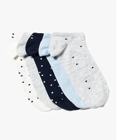 GEMO Lot de 5 paires de chaussettes ultra-courtes à pois Bleu