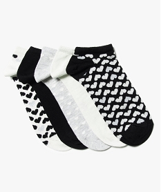 lot de 5 paires de chaussettes ultra courtes motif cœur noir chaussettes7350501_1
