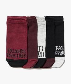 GEMO Lot de 5 paires de chaussettes ultra courtes à messages Rose