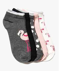 lot de 5 paires de chaussettes theme flamant rose gris chaussettes7351301_1