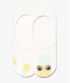 GEMO Lot de 2 protège-pieds à motifs fruits Gris