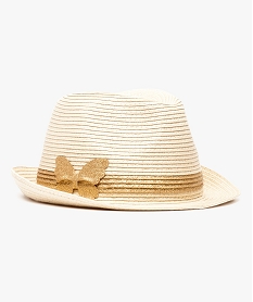 trilby en papier tresse avec details dores beige7355701_1