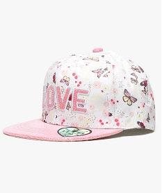 GEMO Casquette base-ball motif fleurs et papillons Blanc