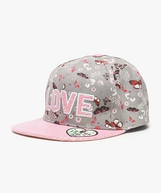 GEMO Casquette base-ball motif fleurs et papillons Gris