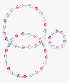 GEMO Parure 2 colliers + 1 bracelet coeurs Multicolore