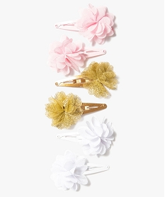 GEMO Barrettes clic-clac fille avec fleurs en tissu (lot de 6) Multicolore