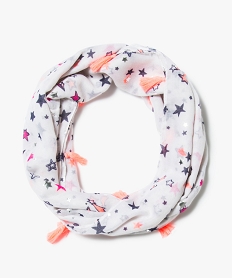 foulard snood motif etoiles et pompons blanc7361001_1