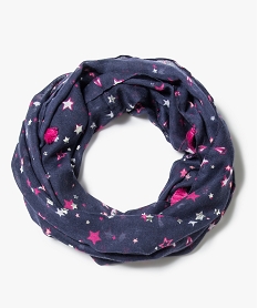 foulard snood motif etoiles et pompons bleu7361401_1